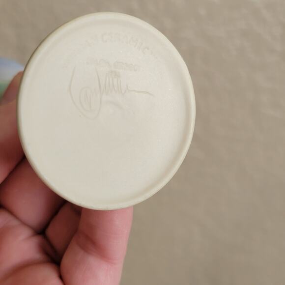 Retired Newman Ceramic Works Blue Rosebud Cordial Glasses Signed Set of 6 - Picture 4 of 10